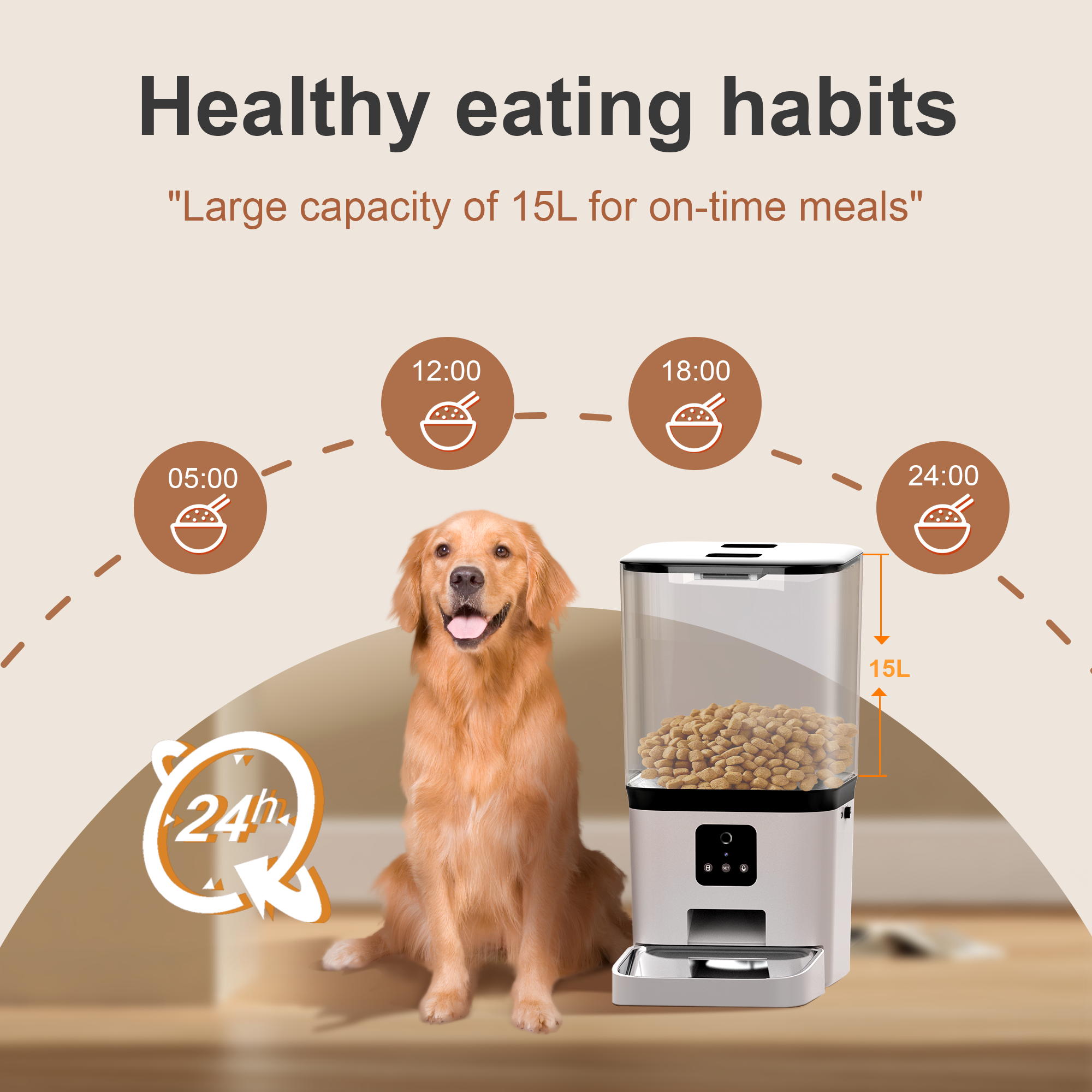 APP Remote Control 15L Pet Automatic Feeder Dog Cat Smart Pet Food Dispenser Wifi Pet Feeder Bowl