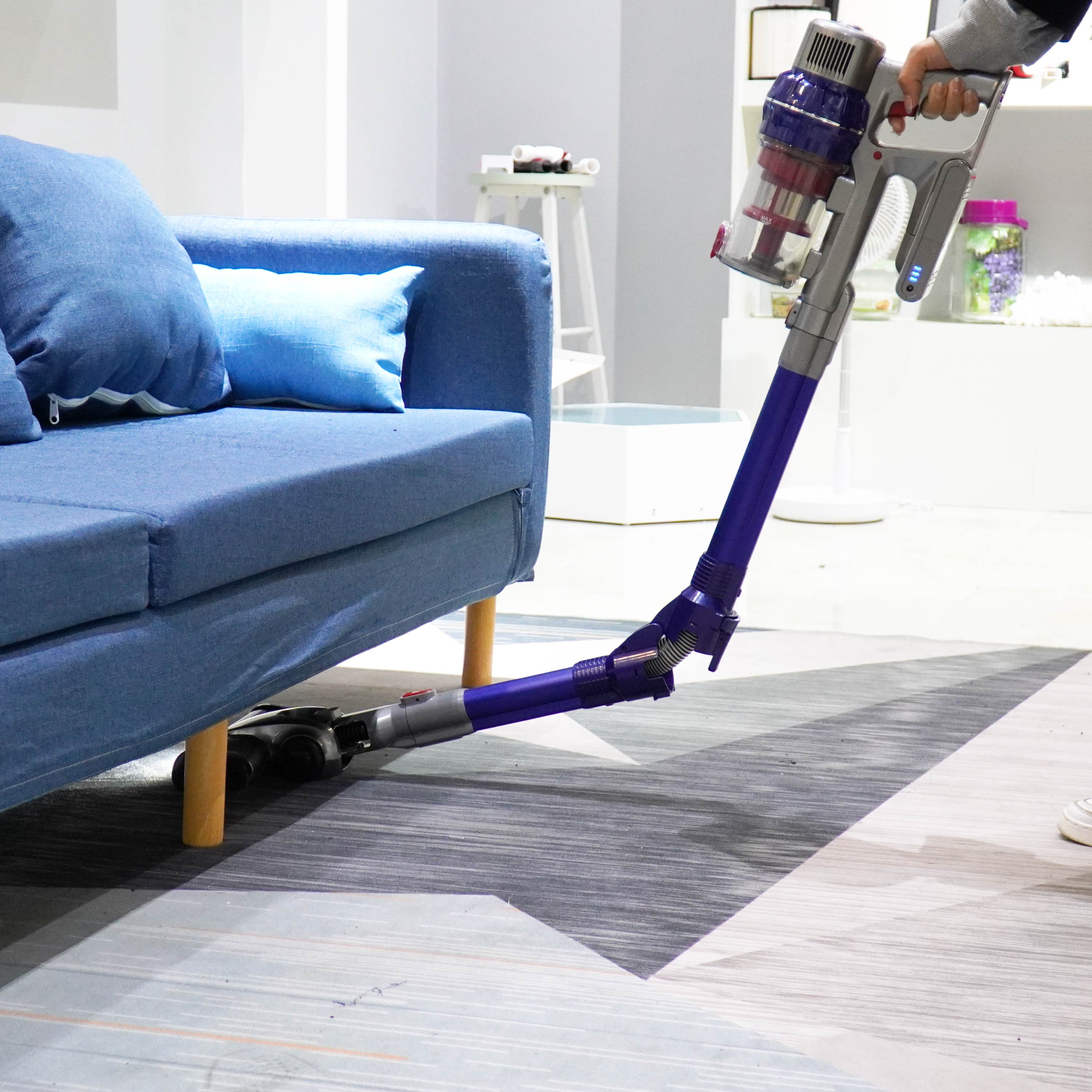 Stainless 0.8L Blue And Grey Wireless Vacuum Cleaner 