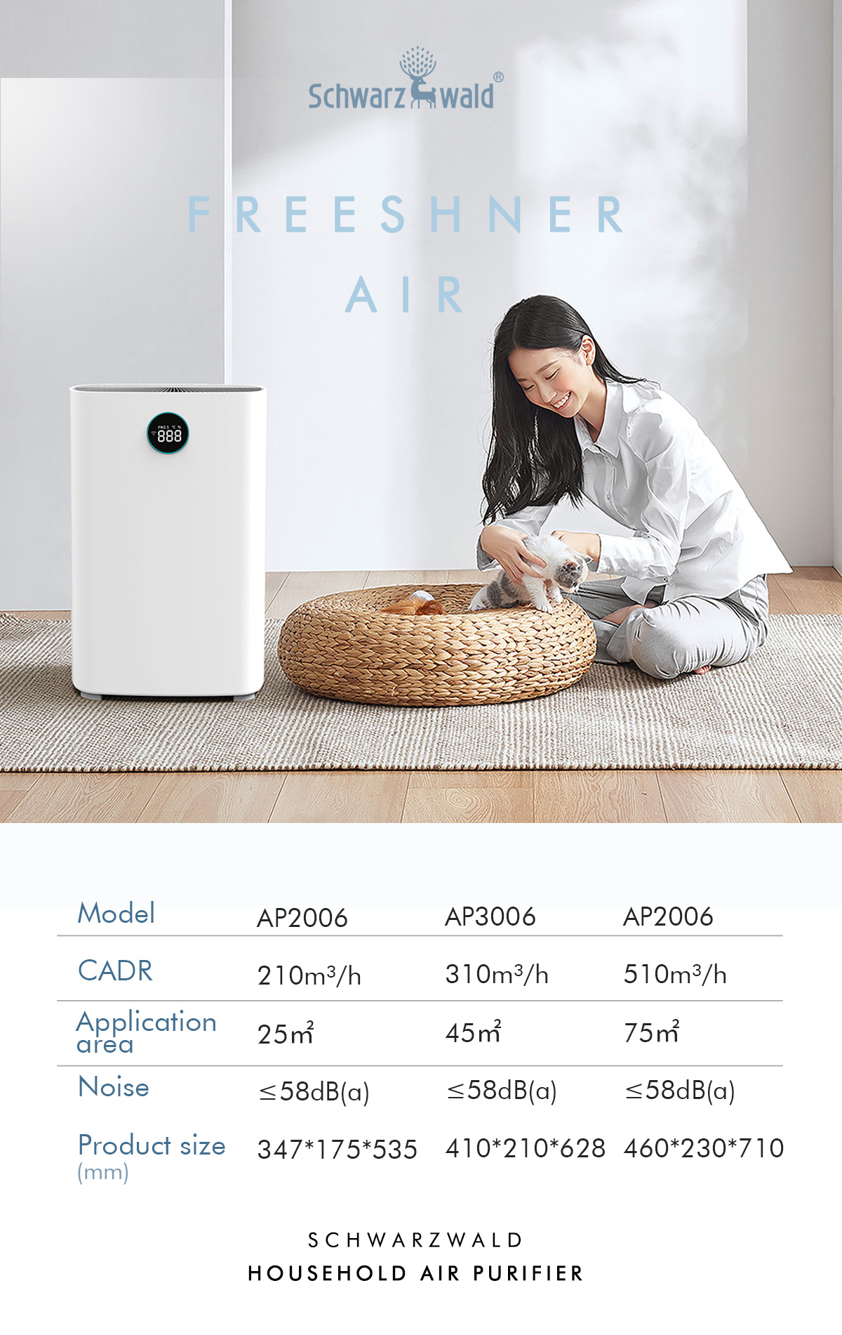 Family ionizer hepa air purifier