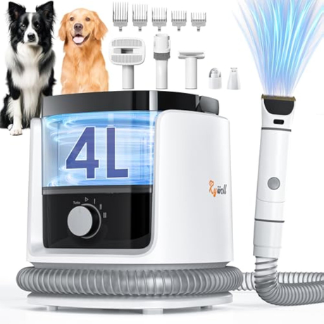 3L Canister Dog Grooming Vacuum Cleaner Kit & Dryer & Clippers for Pet Shedding Grooming