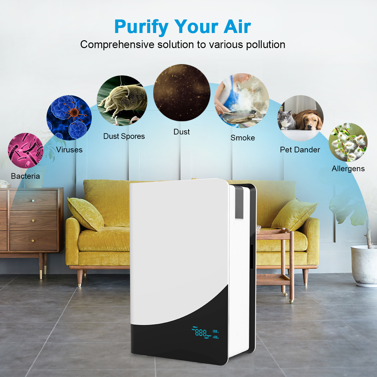 Customized DC Motor Air Purifier with Dust Sensor