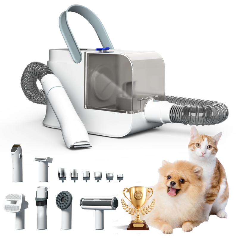 Dog Grooming Vacuum Dog Grooming Kit Pet Blow Dryer and Vacuum for Clippers Negative Ion Motor Pet Grooming Vacuum for Dogs Adjustable Airflow Speed, 2.3L Large Dust Cup, Low Noise