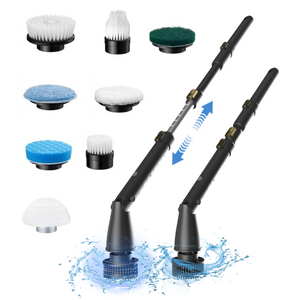 Electric Spin Scrubber, Cordless Cleaning Brush with 8 Replaceable Brush Heads, Tub and Floor Tile Power Scrubber Dual Speed with Adjustable & Detachable Handle for Bathroom Tub