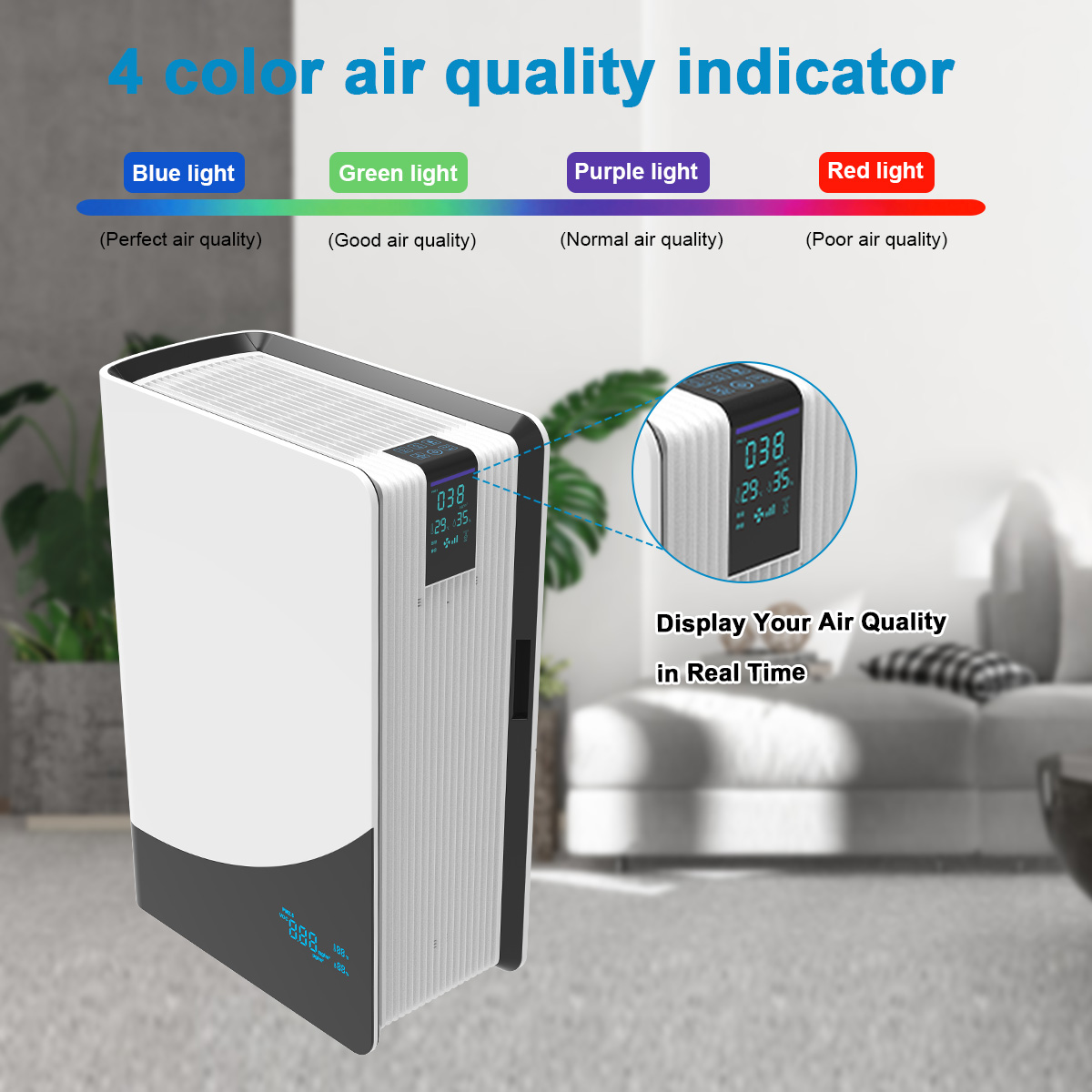 Customized DC Motor Air Purifier with Dust Sensor